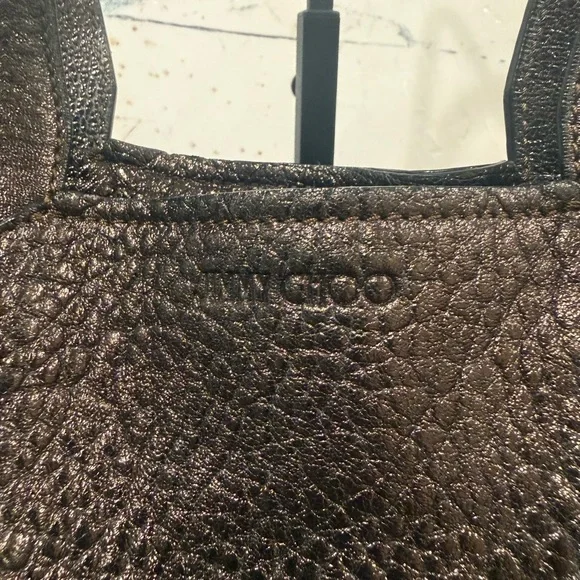Jimmy Choo Metallic Bronze Pebble Leather Shopper Tote Bag Gently Used - Picture 5 of 13